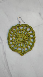 Mehendi Green Jaali Pattern Handcrafted Crochet Flower Earrings