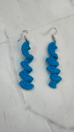 Load image into Gallery viewer, Blue Twisted Handcrafted Crochet Dangler Earrings
