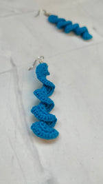 Load image into Gallery viewer, Blue Twisted Handcrafted Crochet Dangler Earrings
