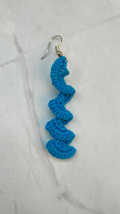Blue Twisted Handcrafted Crochet Dangler Earrings