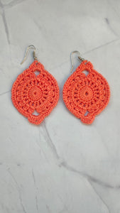 Peach Jaali Pattern Handcrafted Crochet Earrings