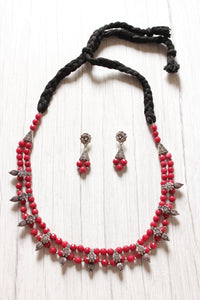 Red Jade Beads Elegant Choker Necklace Set
