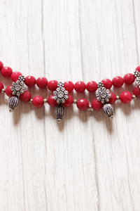 Red Jade Beads Elegant Choker Necklace Set