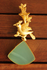 Green Adventurine Natural Gemstones Handmade Gold Toned Brass Earrings