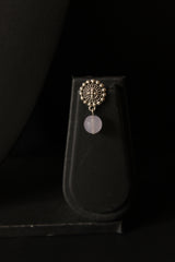 White Jade Beads and Elaborately Detailed Metal Pendant Necklace Set