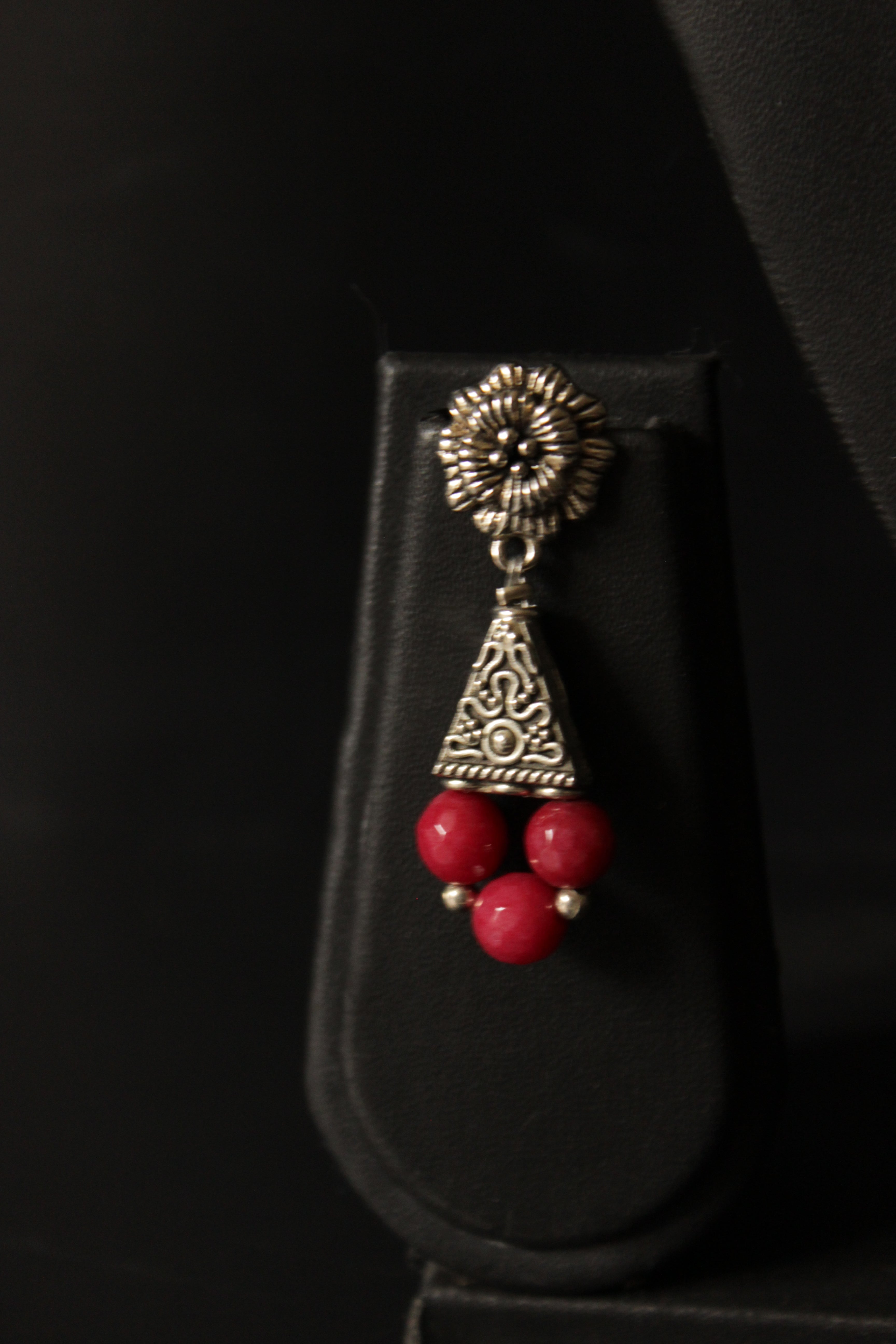 Red Jade Beads Elegant Choker Necklace Set