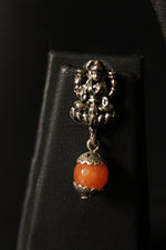 Load image into Gallery viewer, Orange Jade Beads Religious Motif Metal Pendant Necklace Set
