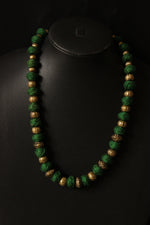 Load image into Gallery viewer, Fabric Beads and Antique Gold Finish Metal Beads Necklace Set
