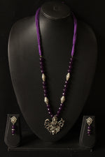 Load image into Gallery viewer, Religious Motif Violet Jade Beads Necklace Set
