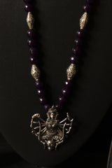Religious Motif Violet Jade Beads Necklace Set