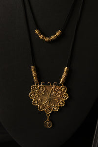 2 Layer Antique Gold Finish Rope Closure Necklace Set