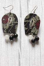 Load image into Gallery viewer, Black Fabric Metal Shell Embellished Fabric Earrings
