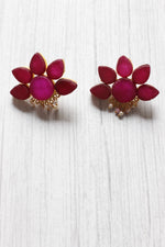 Load image into Gallery viewer, Ruby Natural Stones Embedded Brass Dangler Earrings
