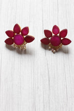 Load image into Gallery viewer, Ruby Natural Stones Embedded Brass Dangler Earrings
