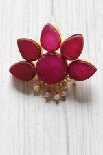Load image into Gallery viewer, Ruby Natural Stones Embedded Brass Dangler Earrings
