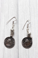 2 Layer Vintage Stamped Coins Necklace Set with Glass Beads