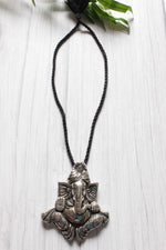 Load image into Gallery viewer, Statement Oxidised Ganesha Motif Pendant Thread Closure Necklace
