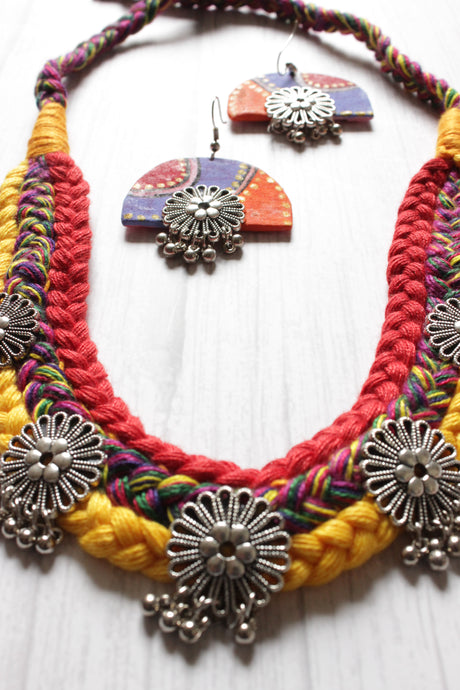 Vibrant Multi-Color Braided Threads Necklace Set