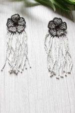Load image into Gallery viewer, Black and White Handcrafted Beaded Dangler Earrings
