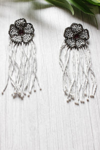 Black and White Handcrafted Beaded Dangler Earrings