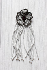 Load image into Gallery viewer, Black and White Handcrafted Beaded Dangler Earrings
