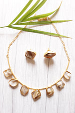 Load image into Gallery viewer, Baroque Pearls Natural Gemstones Embedded Gold Toned Brass Necklace Set
