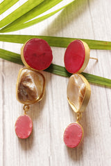 Baroque Pearl and Pink Raw Natural Gemstones Embedded Statement Elaborate Versatile Necklace Set