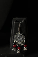 Load image into Gallery viewer, Afghani Glass Beads Stamped Coins Necklace Set with Black &amp; Red Glass Beads
