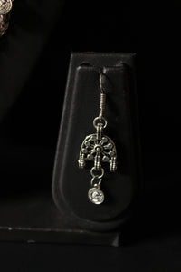 Long Chain Half Moon Shape Pendant Necklace Set With Thread Closure
