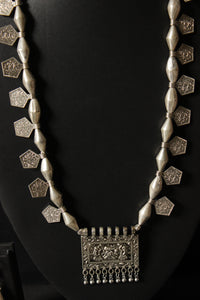 Dholki Beads and Stamped Coins Embellished Ganesha Motif Necklace Set