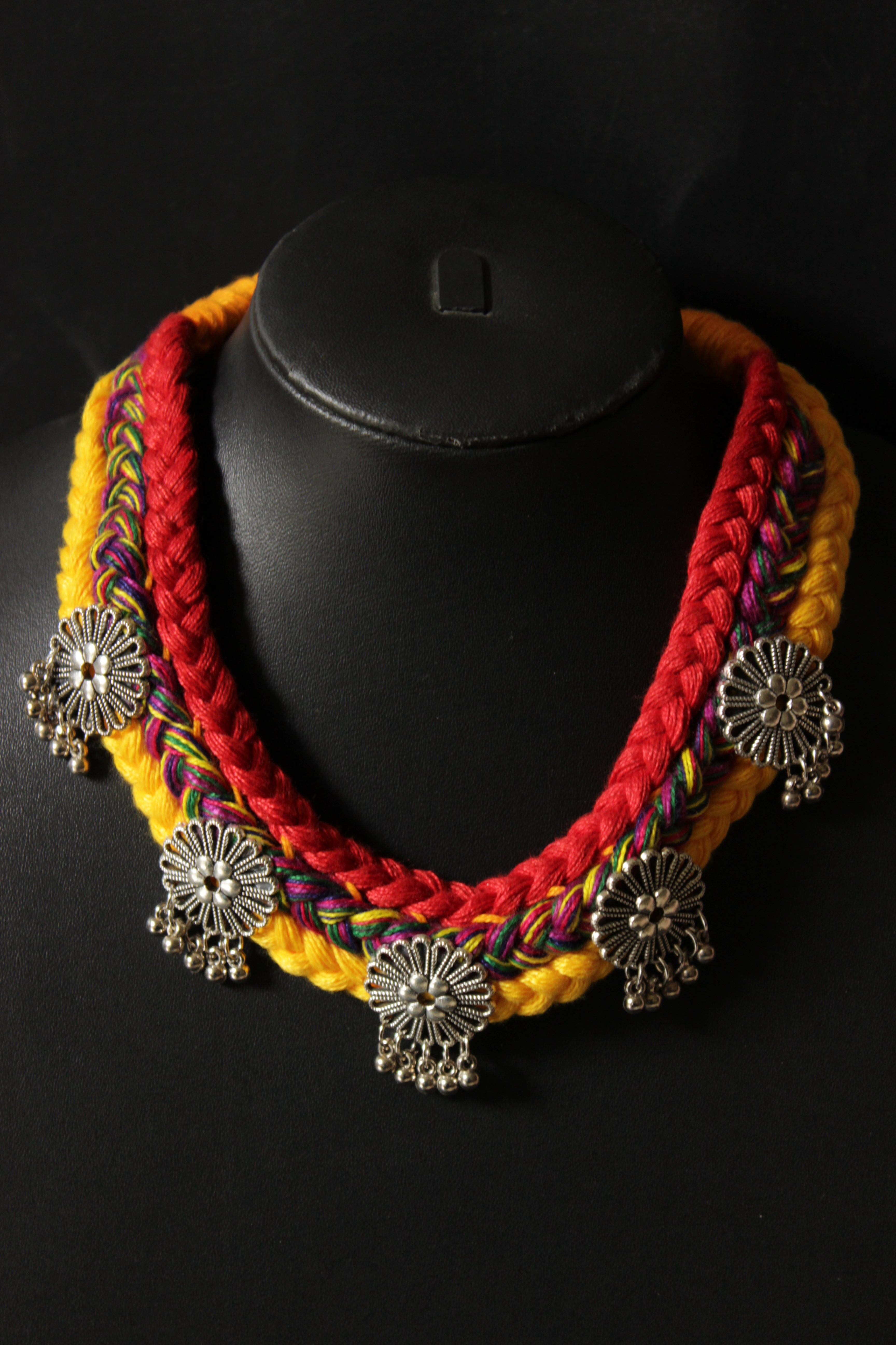 Vibrant Multi-Color Braided Threads Necklace Set