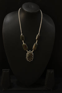 Handcrafted Blood Jasper Natural Gemstone Embedded Necklace