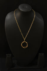 Faceted Red Rutile Quartz Natural Gemstone Embedded Gold Plated Necklace