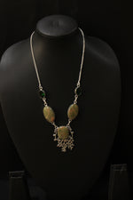 Load image into Gallery viewer, Unakite Chrome Diopside Quartz Natural Gemstone Embedded Silver Plated Necklace
