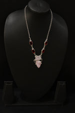 Load image into Gallery viewer, Crystal Druzy and Garnet Druzy Natural Gemstone Embedded Silver Plated Necklace
