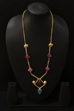 Load image into Gallery viewer, Elephant Charm Pink Druzy Gemstone Gold Plated Necklace
