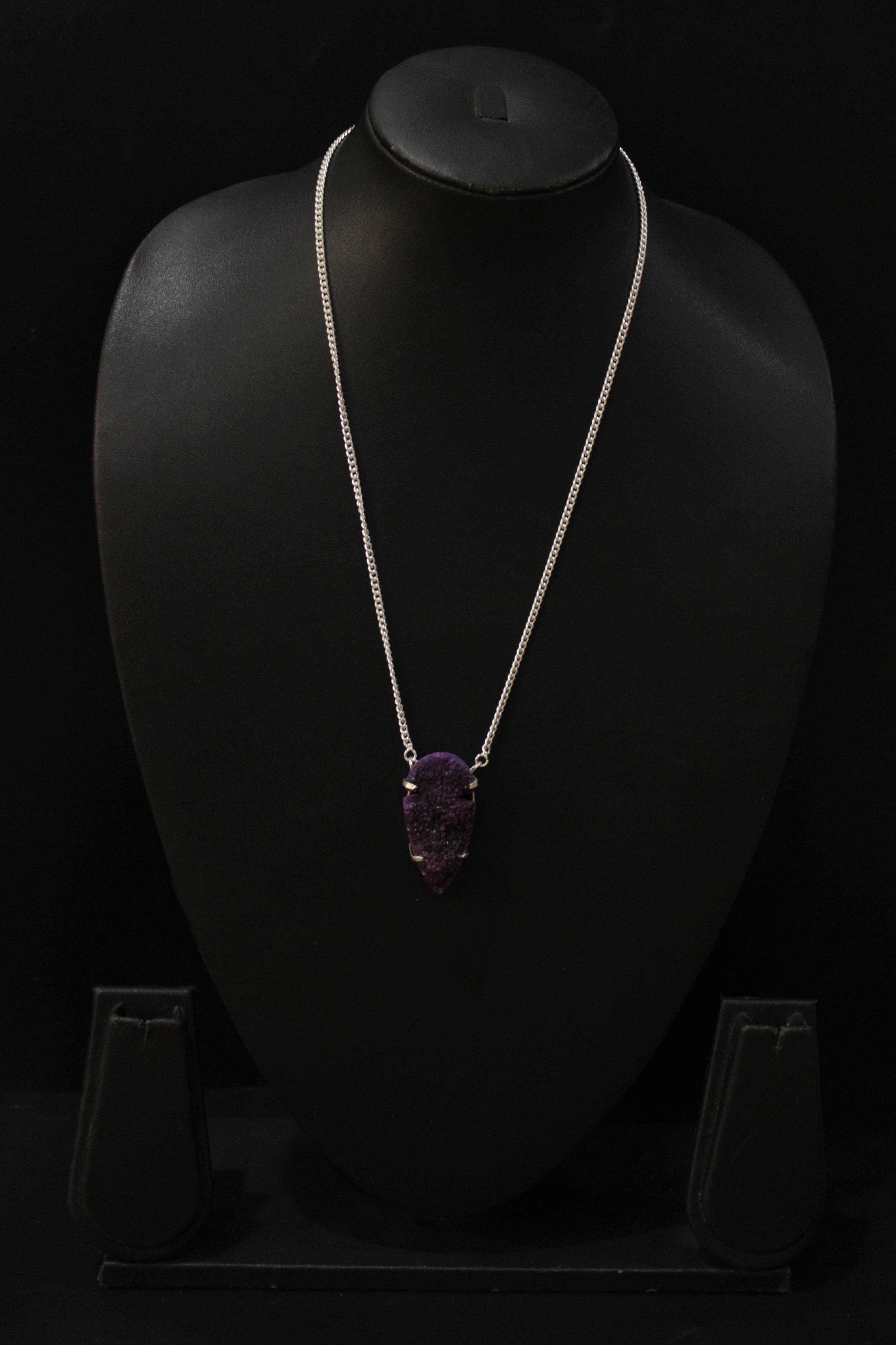 Purple Crystal Druzy Natural Gemstone Embedded Necklace