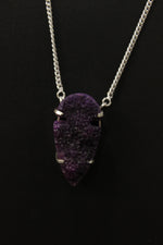 Load image into Gallery viewer, Purple Crystal Druzy Natural Gemstone Embedded Necklace
