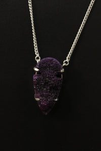 Purple Crystal Druzy Natural Gemstone Embedded Necklace