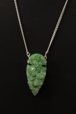 Load image into Gallery viewer, Green Crystal Druzy Gemstone Embedded Pendant Necklace
