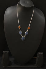 Load image into Gallery viewer, Titanium Druzy Amber Natural Gemstone Embedded Silver Plated Necklace
