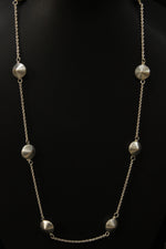 Load image into Gallery viewer, Pyramid Bead Connector Chain Silver Plated Long Necklace
