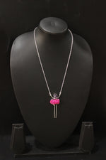 Load image into Gallery viewer, Pink Crystal Druzy Amethyst Rough Natural Gemstone Embedded Silver Plated Necklace
