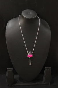 Pink Crystal Druzy Amethyst Rough Natural Gemstone Embedded Silver Plated Necklace