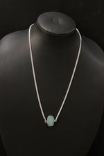 Load image into Gallery viewer, Green Chalcedony Cut Natural Gemstone Embedded Silver Plated Necklace
