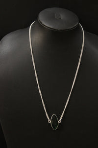 Chrome Diopside Cut Natural Gemstone Embedded Silver Plated Necklace