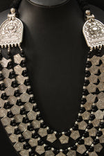 Load image into Gallery viewer, 3 Layer Stringed Glass Beads and Stamped Metal Charms Necklace
