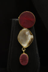 Baroque Pearl and Pink Raw Natural Gemstones Embedded Statement Elaborate Versatile Necklace Set