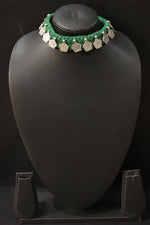 Load image into Gallery viewer, Green Braided Threads Metal Charms Necklace
