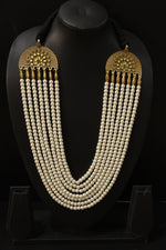 Load image into Gallery viewer, Multi-Layer Stringed Pearls Antique Gold Finish Necklace

